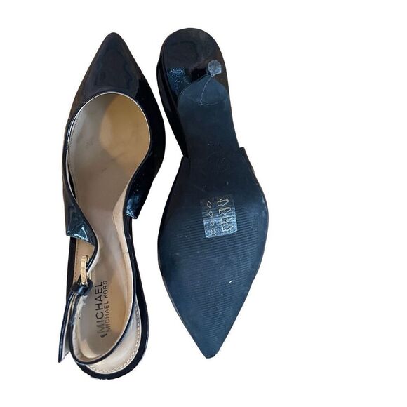 Michael Kors Womens Black Kelsey Kitten Pointed Toe Slingback Pump High Heel 9.5 - Picture 7 of 9